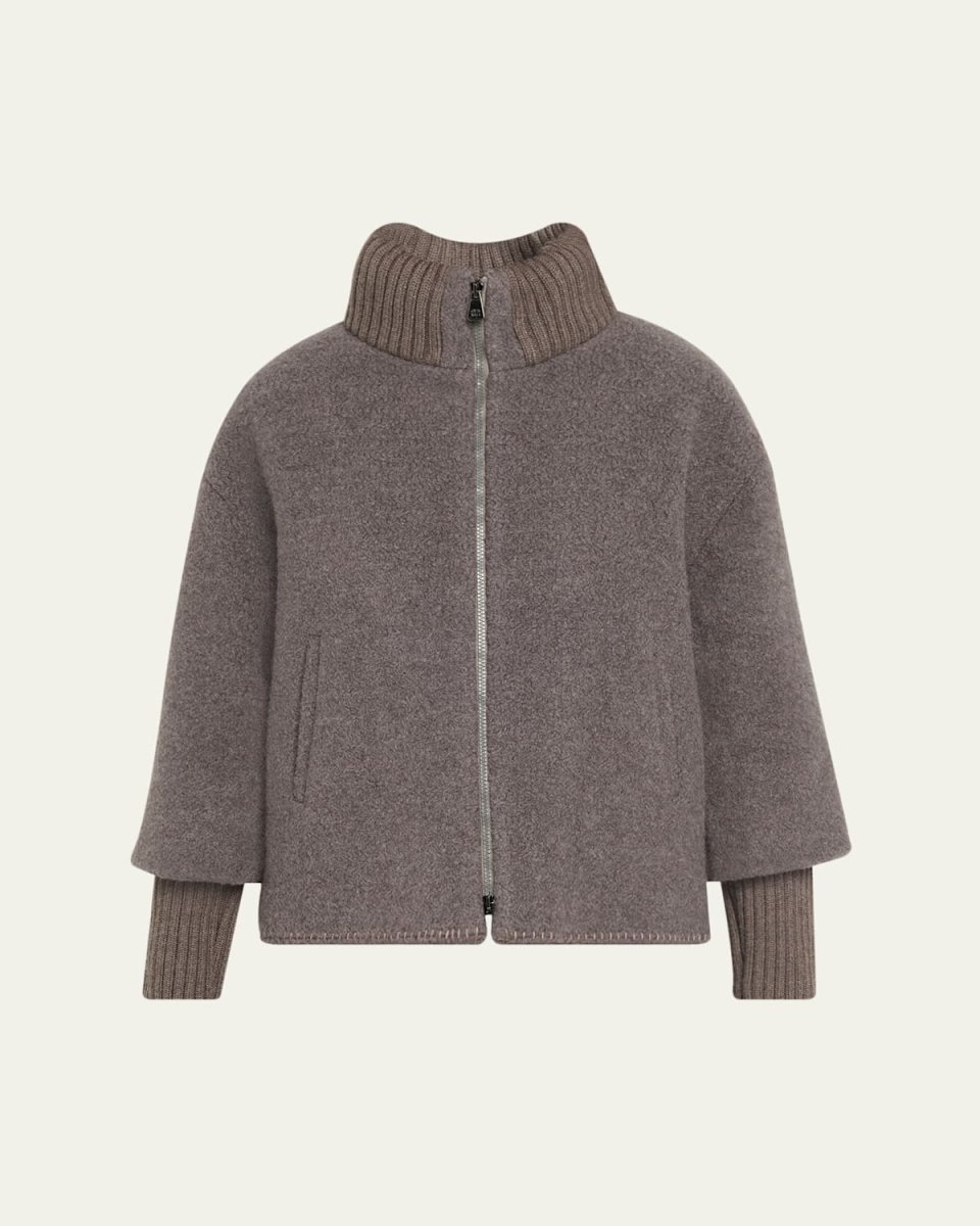 Alpaca Bouclé Jacket with Knitted Inserts